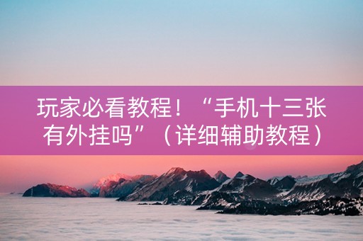 玩家必看教程！“手机十三张有外挂吗”（详细辅助教程）-哔哩哔哩