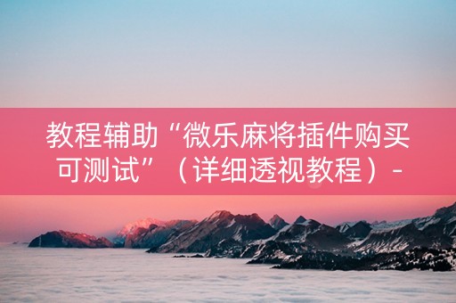 教程辅助“微乐麻将插件购买可测试”（详细透视教程）-哔哩哔哩