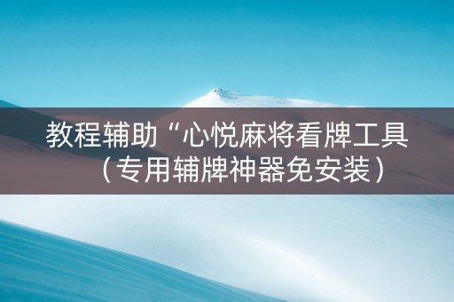 教程辅助“心悦麻将看牌工具（专用辅牌神器免安装）
