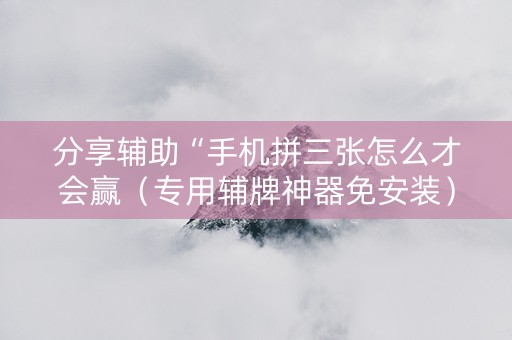 分享辅助“手机拼三张怎么才会赢（专用辅牌神器免安装）