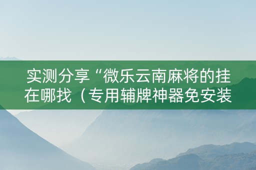 实测分享“微乐云南麻将的挂在哪找（专用辅牌神器免安装）