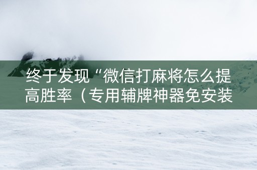 终于发现“微信打麻将怎么提高胜率（专用辅牌神器免安装）