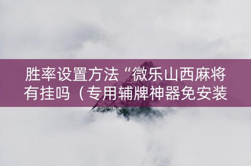 胜率设置方法“微乐山西麻将有挂吗（专用辅牌神器免安装）