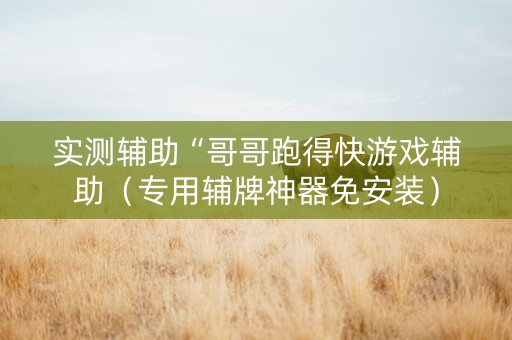 实测辅助“哥哥跑得快游戏辅助（专用辅牌神器免安装）