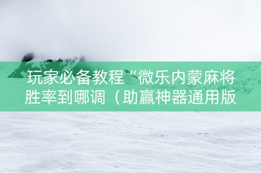 玩家必备教程“微乐内蒙麻将胜率到哪调（助赢神器通用版）