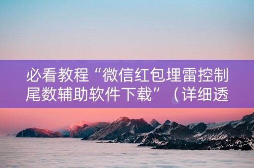 必看教程“微信红包埋雷控制尾数辅助软件下载”（详细透视教程）-哔哩哔哩