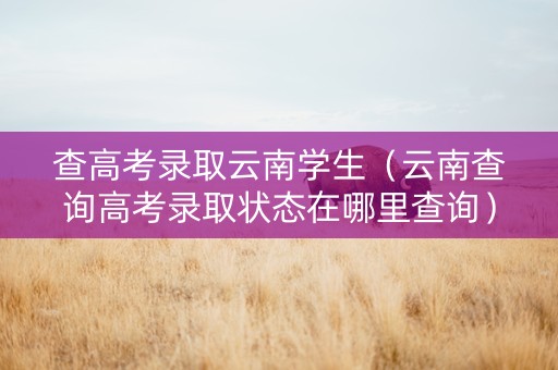 查高考录取云南学生（云南查询高考录取状态在哪里查询）