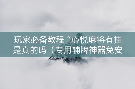 玩家必备教程“心悦麻将有挂是真的吗（专用辅牌神器免安装）