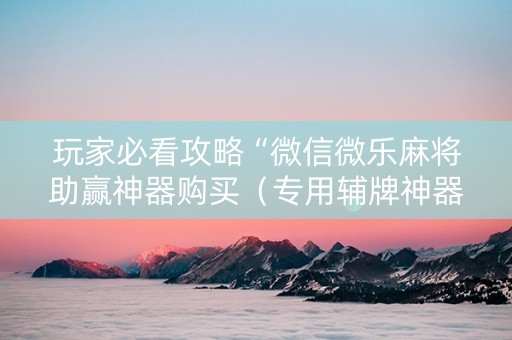 玩家必看攻略“微信微乐麻将助赢神器购买（专用辅牌神器免安装）