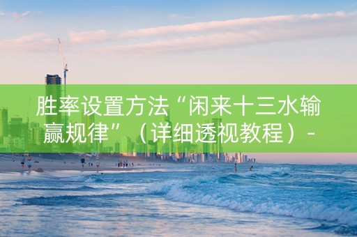 胜率设置方法“闲来十三水输赢规律”（详细透视教程）-哔哩哔哩