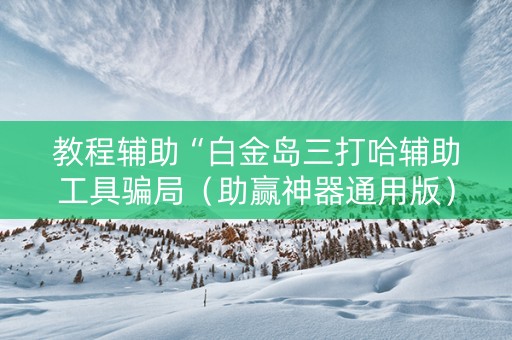 教程辅助“白金岛三打哈辅助工具骗局（助赢神器通用版）