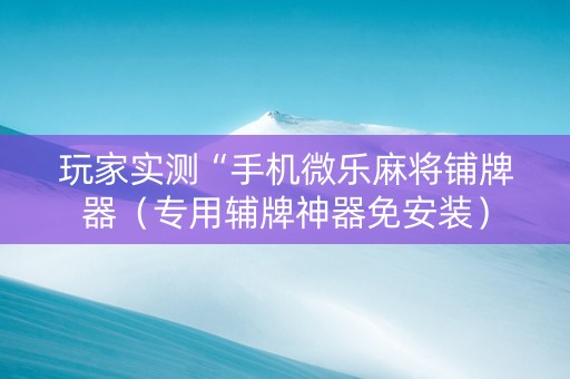 玩家实测“手机微乐麻将铺牌器（专用辅牌神器免安装）