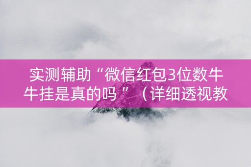 实测辅助“微信红包3位数牛牛挂是真的吗 ”（详细透视教程）-哔哩哔哩