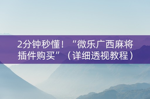 2分钟秒懂！“微乐广西麻将插件购买”（详细透视教程）-哔哩哔哩