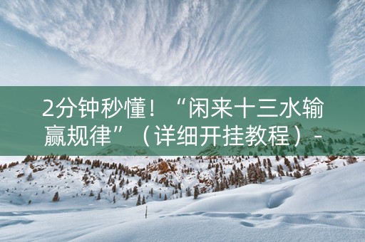 2分钟秒懂！“闲来十三水输赢规律”（详细开挂教程）-哔哩哔哩