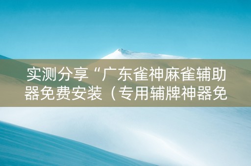 实测分享“广东雀神麻雀辅助器免费安装（专用辅牌神器免安装）