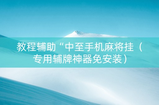 教程辅助“中至手机麻将挂（专用辅牌神器免安装）
