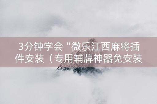 3分钟学会“微乐江西麻将插件安装（专用辅牌神器免安装）