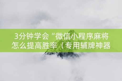 3分钟学会“微信小程序麻将怎么提高胜率（专用辅牌神器免安装）