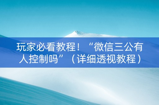 玩家必看教程！“微信三公有人控制吗”（详细透视教程）-哔哩哔哩