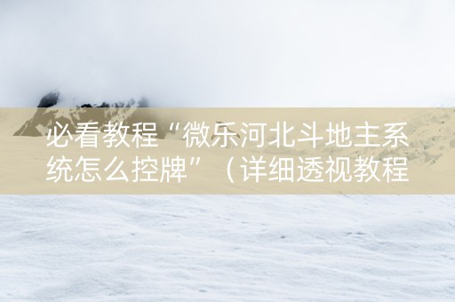 必看教程“微乐河北斗地主系统怎么控牌”（详细透视教程）-哔哩哔哩