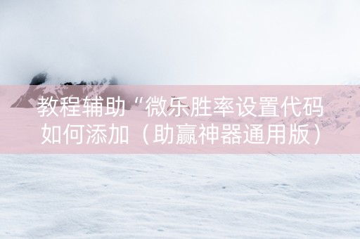 教程辅助“微乐胜率设置代码如何添加（助赢神器通用版）