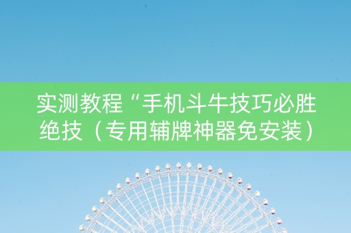 实测教程“手机斗牛技巧必胜绝技（专用辅牌神器免安装）