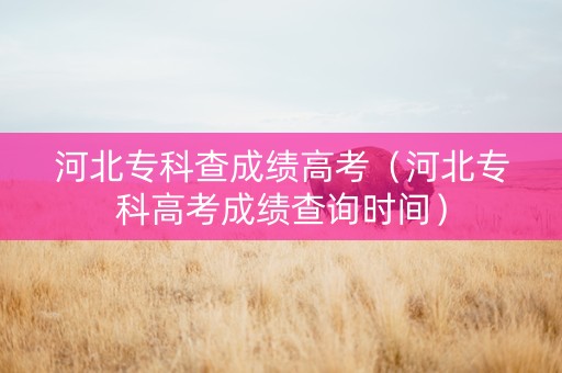 河北专科查成绩高考（河北专科高考成绩查询时间）