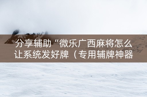 分享辅助“微乐广西麻将怎么让系统发好牌（专用辅牌神器免安装）