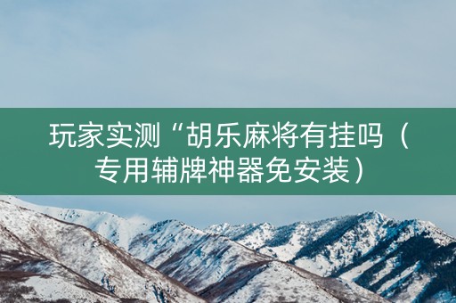 玩家实测“胡乐麻将有挂吗（专用辅牌神器免安装）