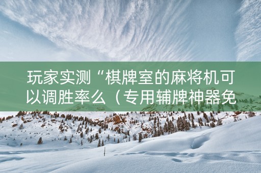 玩家实测“棋牌室的麻将机可以调胜率么（专用辅牌神器免安装）
