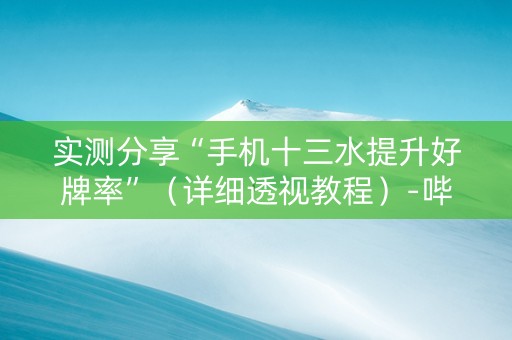 实测分享“手机十三水提升好牌率”（详细透视教程）-哔哩哔哩