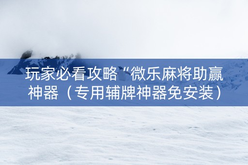 玩家必看攻略“微乐麻将助赢神器（专用辅牌神器免安装）
