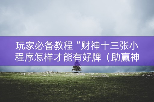 玩家必备教程“财神十三张小程序怎样才能有好牌（助赢神器通用版）