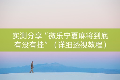 实测分享“微乐宁夏麻将到底有没有挂”（详细透视教程）-哔哩哔哩