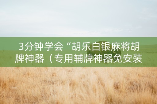 3分钟学会“胡乐白银麻将胡牌神器（专用辅牌神器免安装）