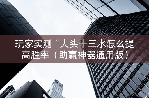 玩家实测“大头十三水怎么提高胜率（助赢神器通用版）