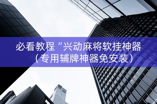 必看教程“兴动麻将软挂神器（专用辅牌神器免安装）
