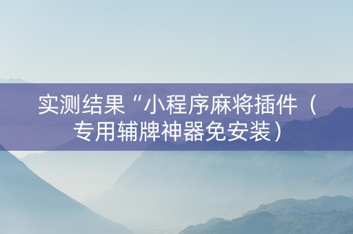 实测结果“小程序麻将插件（专用辅牌神器免安装）