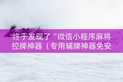 终于发现了“微信小程序麻将控牌神器（专用辅牌神器免安装）