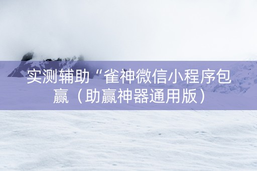 实测辅助“雀神微信小程序包赢（助赢神器通用版）