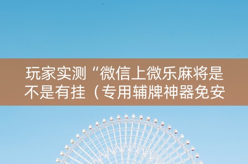 玩家实测“微信上微乐麻将是不是有挂（专用辅牌神器免安装）