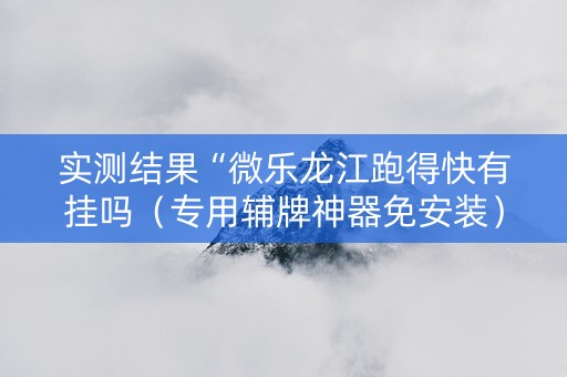 实测结果“微乐龙江跑得快有挂吗（专用辅牌神器免安装）