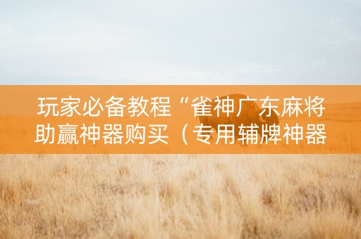 玩家必备教程“雀神广东麻将助赢神器购买（专用辅牌神器免安装）