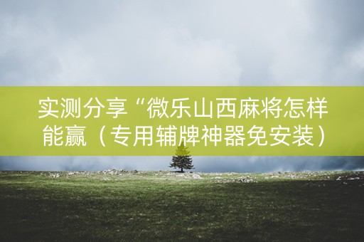 实测分享“微乐山西麻将怎样能赢（专用辅牌神器免安装）