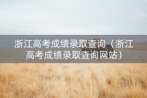 浙江高考成绩录取查询（浙江高考成绩录取查询网站）