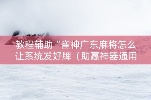 教程辅助“雀神广东麻将怎么让系统发好牌（助赢神器通用版）