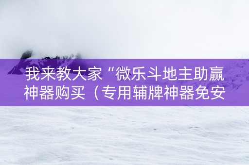 我来教大家“微乐斗地主助赢神器购买（专用辅牌神器免安装）