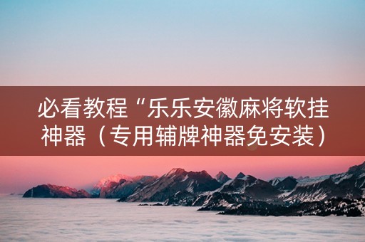 必看教程“乐乐安徽麻将软挂神器（专用辅牌神器免安装）