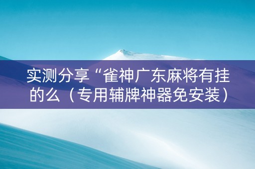 实测分享“雀神广东麻将有挂的么（专用辅牌神器免安装）